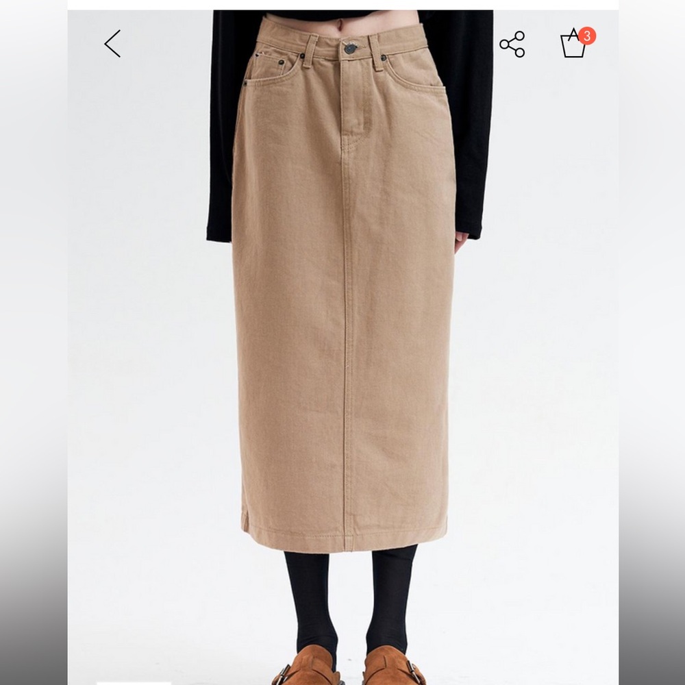 W concept denim Midi Skirt camel khaki